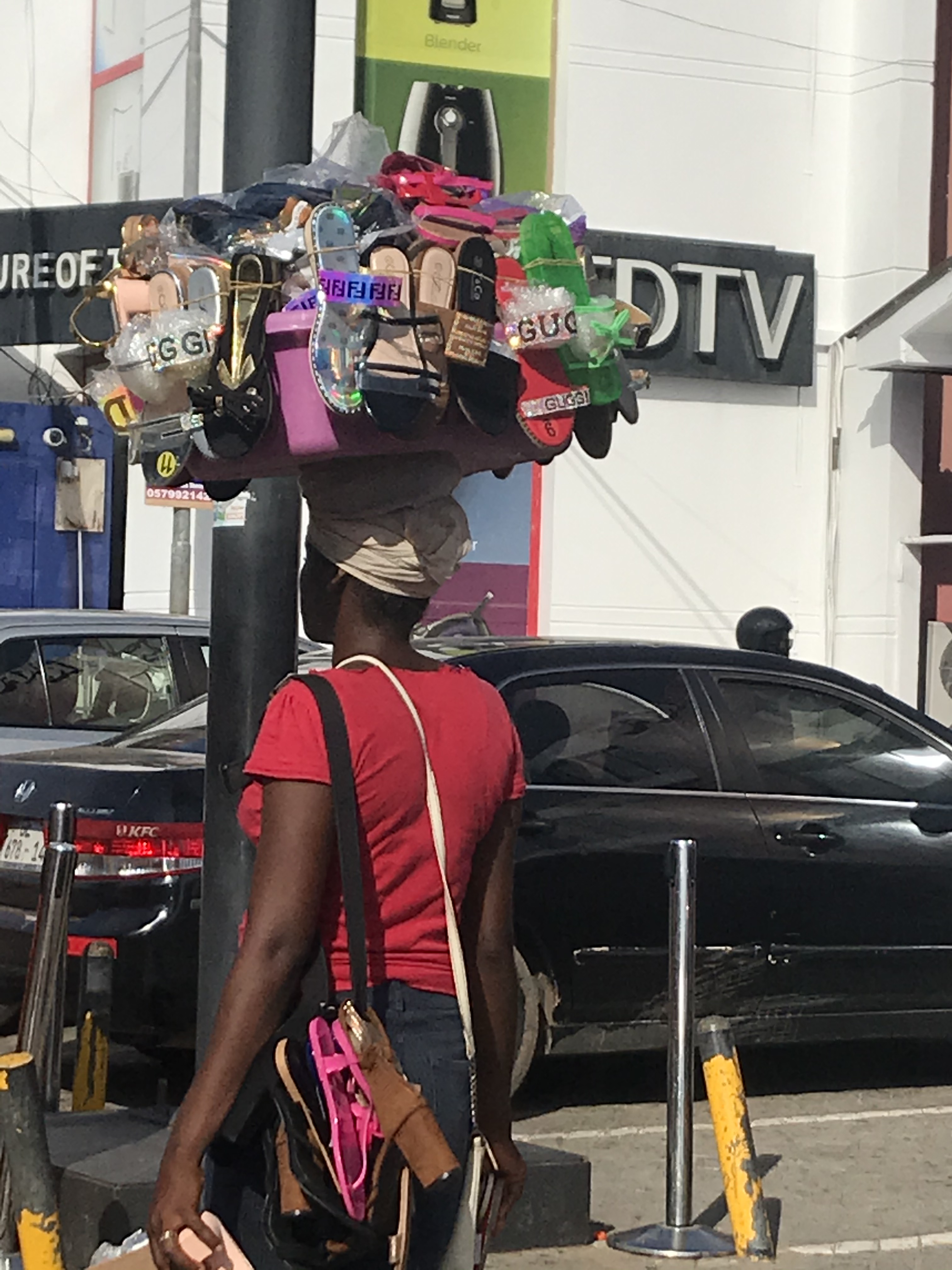 Knock off Gucci sandals being sold on Accra's Oxford Street